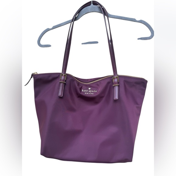 kate spade Handbags - Kate Spade Maroon Burgundy Shoulder Tote Bag Gold accent detail adjustable strap